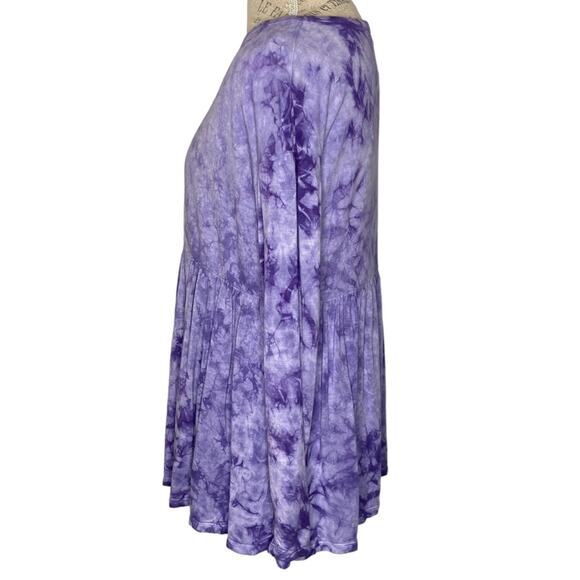 Baea Purple Tie Dye Long Sleeve Babydoll Shirt Women’s Size XL New With Tags - Picture 4 of 9